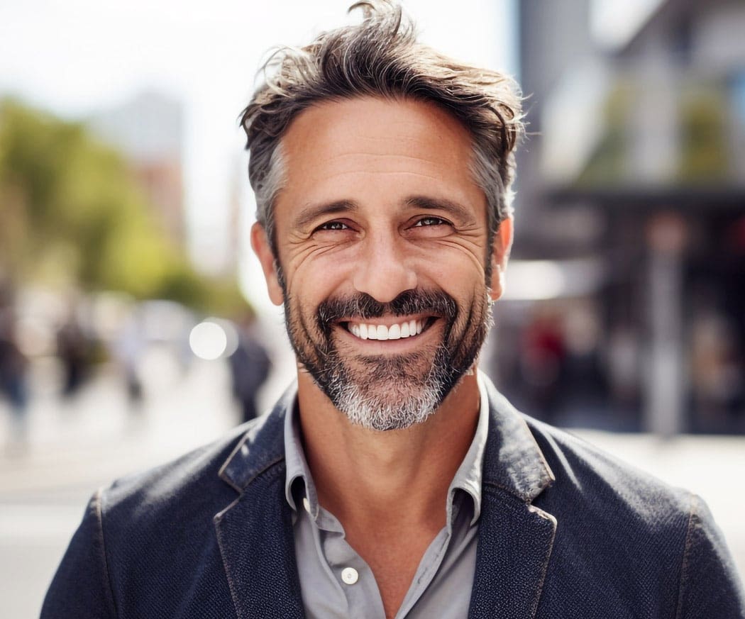 Portrait of a middle-aged man in the city