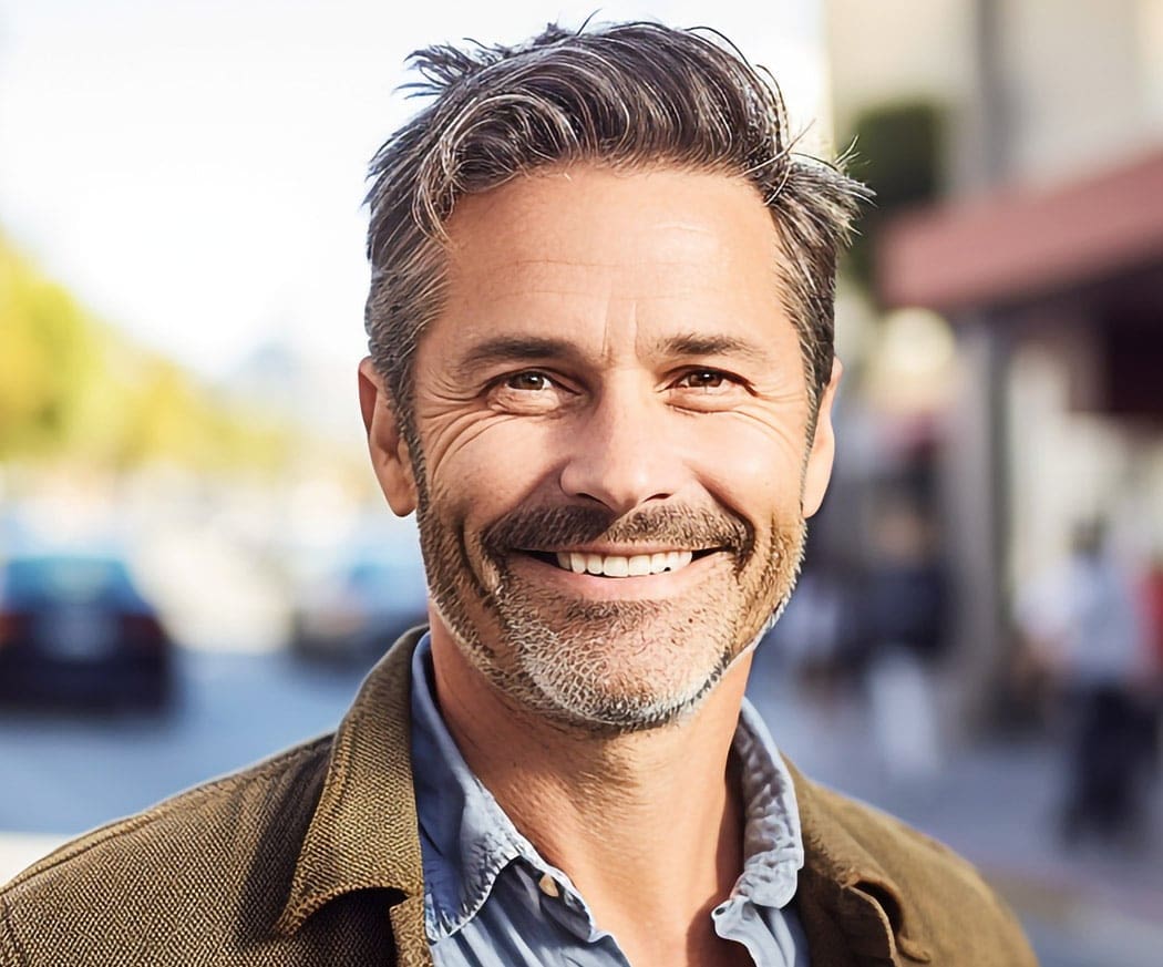 Portrait of a middle-aged man in the city